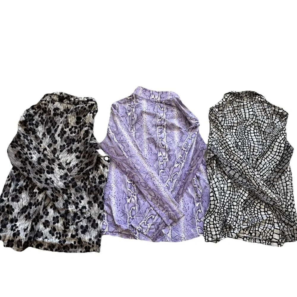 IBKUL SET OF THREE UPF 50 Patterned 1/4 Zip Long Sleeve Tops Large - Picture 2 of 9
